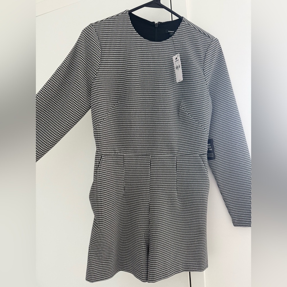 Express Black and White Houndstooth Dress